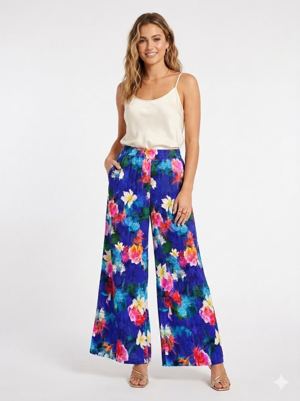 Amanda Uprichard the Multi Pattern Palazzo Pants in Blue Sz S
